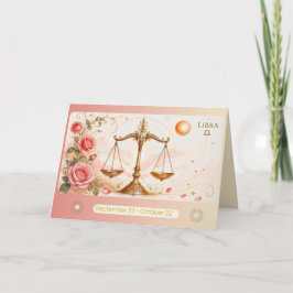 Agradecimento Cartão de Boas Festas do Zodíaco Libra em Art Nouv