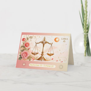 Agradecimento Cartão de Boas Festas do Zodíaco Libra em Art Nouv