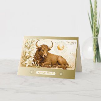 Agradecimento Cartão de Boas Festas do Zodíaco Touro Art Nouveau