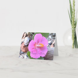 Agradecimento Cartão de Boas Festas em Branco com Flor de Hibisc