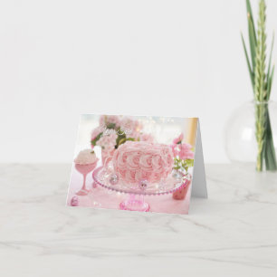 Agradecimento Cartão de Boas Vindas com Bolo Rosa Personalizado