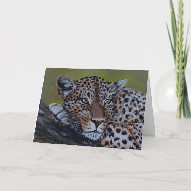 Agradecimento Cartão de Boas-Vindas em Branco com Leopardo (Frente)