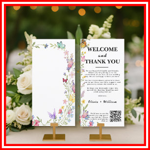 Agradecimento Cartão de Boas-Vindas Floral Boho Wildflower Casam