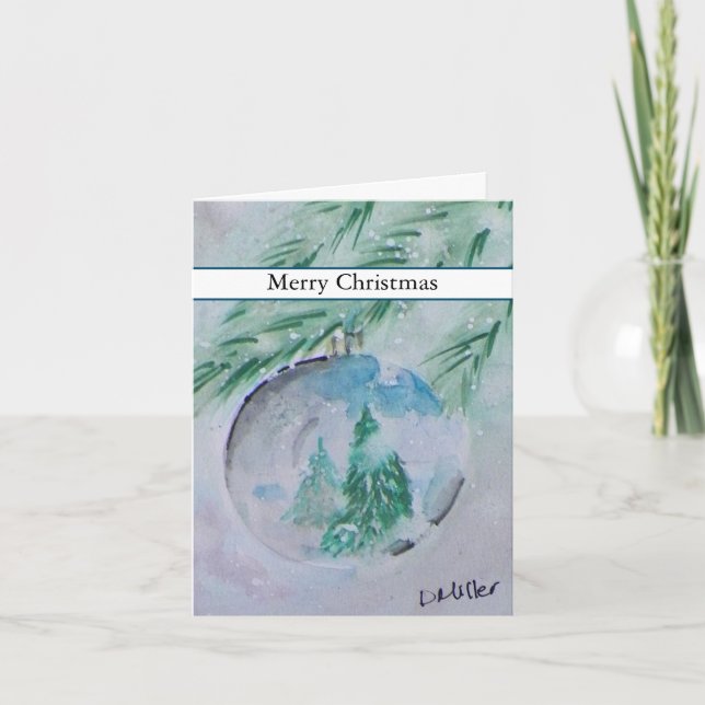 Agradecimento Cartão de Bola de Natal com Aquarela (Frente)