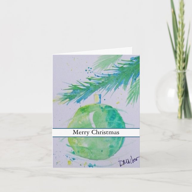 Agradecimento Cartão de Bola de Natal Verde (Frente)