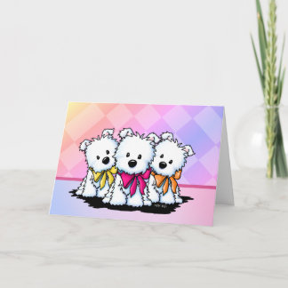 Agradecimento Cartão de cachorrinho Trio Westie Dobrado