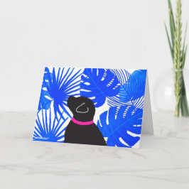 Agradecimento Cartão de Cachorro Amarelo Azul-Tropical