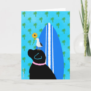 Agradecimento Cartão de Cão de Surf Lab Negro Gaivota