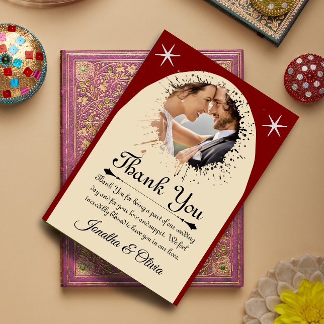 Agradecimento Cartão de Casamento Clássico Moderno Creme e Verme (#zazzle)