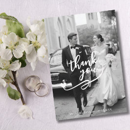 Agradecimento Cartão de Casamento com Coração e Foto 2