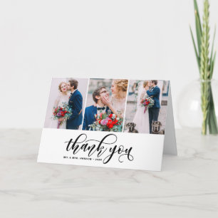 Agradecimento Cartão de Casamento com Roteiro de Três Fotos em C