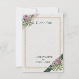 Agradecimento Cartão de Casamento com Tartã Celta Cardo Escocês 