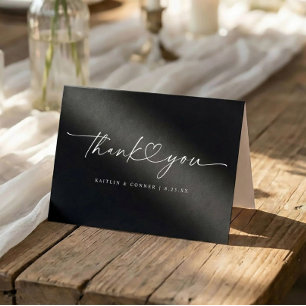 Agradecimento Cartão de Casamento Coração Escrito à Mão Moderno