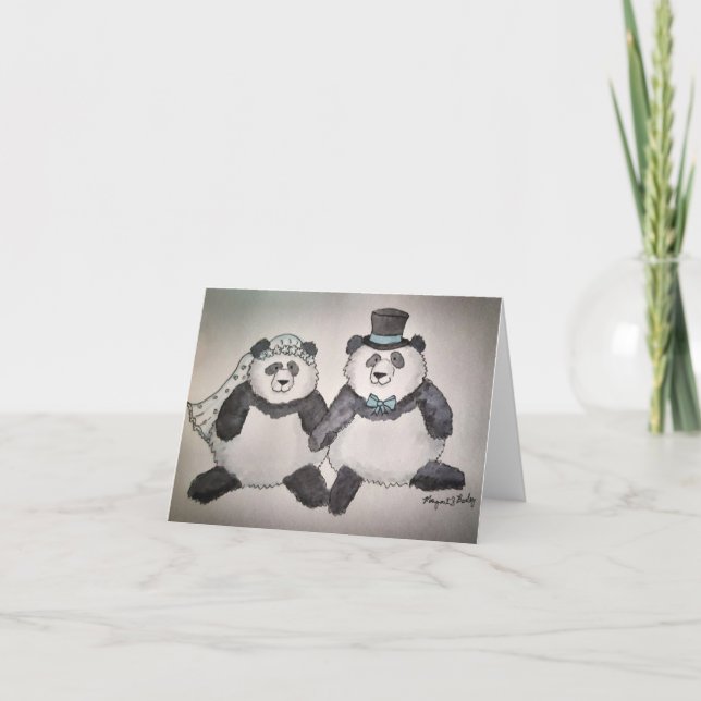 Agradecimento Cartão de casamento de Panda (Frente)