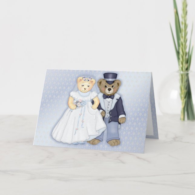 Agradecimento Cartão de Casamento de Ursinho (Frente)