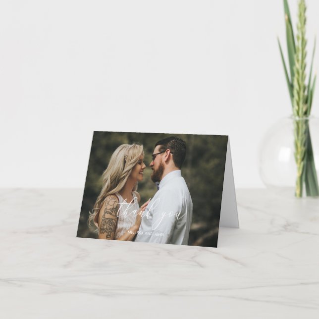 Agradecimento Cartão de Casamento Fotográfico (Frente)