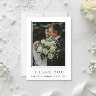 Agradecimento Cartão de Casamento Minimalista Moderno Personaliz