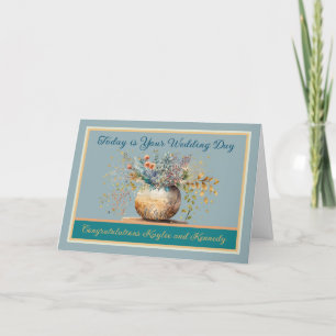Agradecimento Cartão de Casamento para Personalizar com Vaso de 