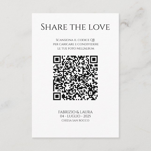 Agradecimento Cartão de Código QR de Casamento - Compartilhe o A (Frente)