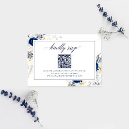 Agradecimento Cartão de Código QR RSVP de Site de Casamento Azul