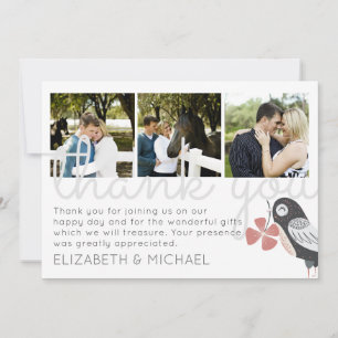 Agradecimento Cartão de Colagem de Fotos de Casamento com Agrade