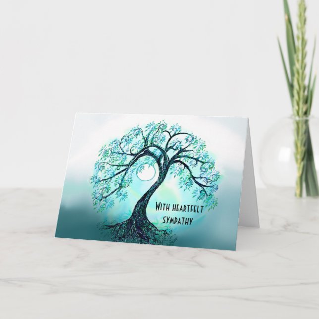 Agradecimento Cartão de condolências Blue Tree of Life (Frente)