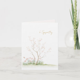 Agradecimento Cartão de condolências com árvore em aquarela e fl