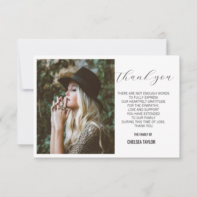 Agradecimento Cartão de Condolências Personalizado com Foto Eleg (Frente)
