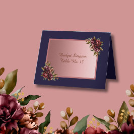 Agradecimento Cartão de Convidados Floral Rosa Dourado Rosa Azul