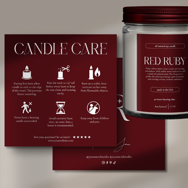 Agradecimento Cartão de Cuidados com Velas Vermelhas Modernas (Criador carregado)