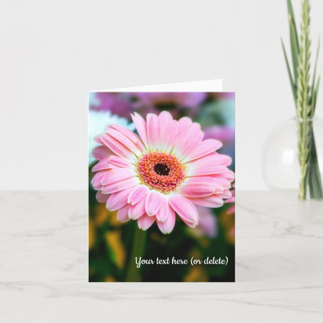 Agradecimento Cartão de Cumprimentos Doblado Gerbera Rosa (Frente)