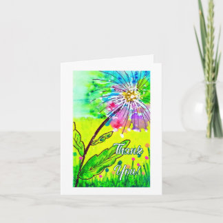 Agradecimento Cartão de Dente-de-Leão em Aquarela Caprichosa