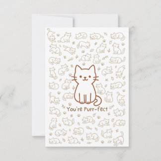 Agradecimento Cartão de Desenho Mínimo de Gato | Desenho de Linh