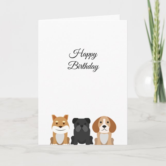 Agradecimento Cartão de design de aniversário para cães bonitos (Frente)