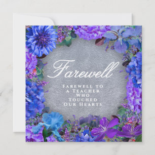 Agradecimento Cartão de Despedida de Professor Floral Roxo Elega