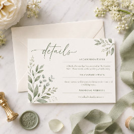 Agradecimento Cartão de Detalhes Botânicos de Casamento Minimal