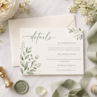 Agradecimento Cartão de Detalhes Botânicos de Casamento Minimal