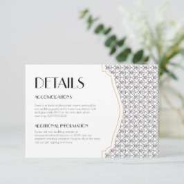 Agradecimento Cartão de Detalhes de Casamento Art Deco