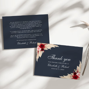 Agradecimento Cartão de Detalhes de Casamento com Rosas Burgundy