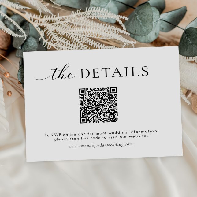 Agradecimento Cartão de Detalhes de Site de Casamento com QR Cod (Criador carregado)