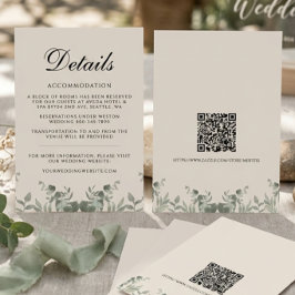 Agradecimento Cartão de Detalhes do Casamento com Folhas de Euca