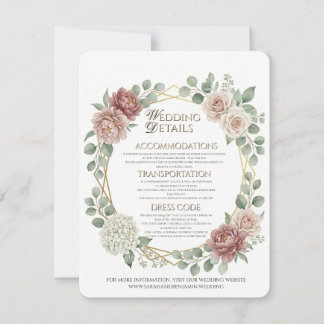 Agradecimento Cartão de Detalhes Florais Geométricos Rosa Poeire