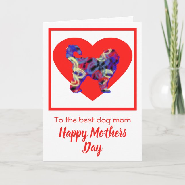 Agradecimento Cartão de Dia das Mães Cachorro Vermelho (Frente)