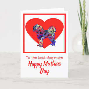 Agradecimento Cartão de Dia das Mães Coração Vermelho Cavapoo