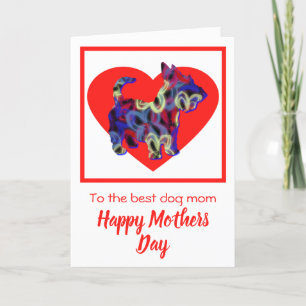 Agradecimento Cartão de Dia das Mães Terrier Dog Red Heart