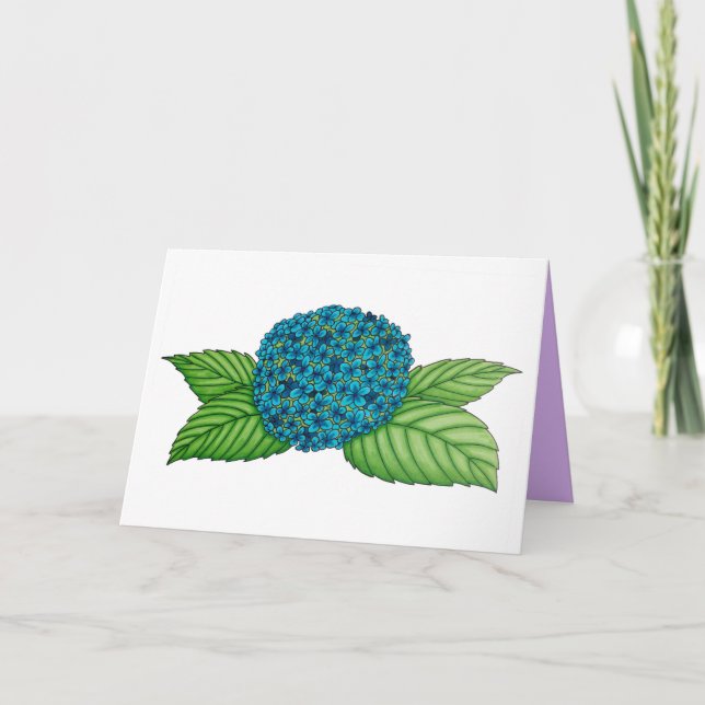 Agradecimento Cartão de Dia de as mães de flor azul de hydrangea (Frente)