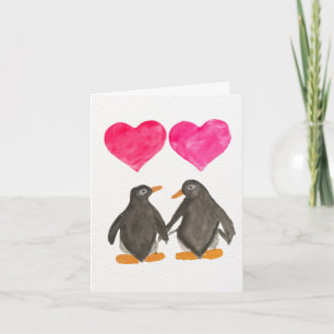 Agradecimento Cartão de Dia dos Namorados do Amor de Pinguim