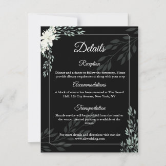 Agradecimento Cartão de Enclausuramento Preto Elegante com Lírio