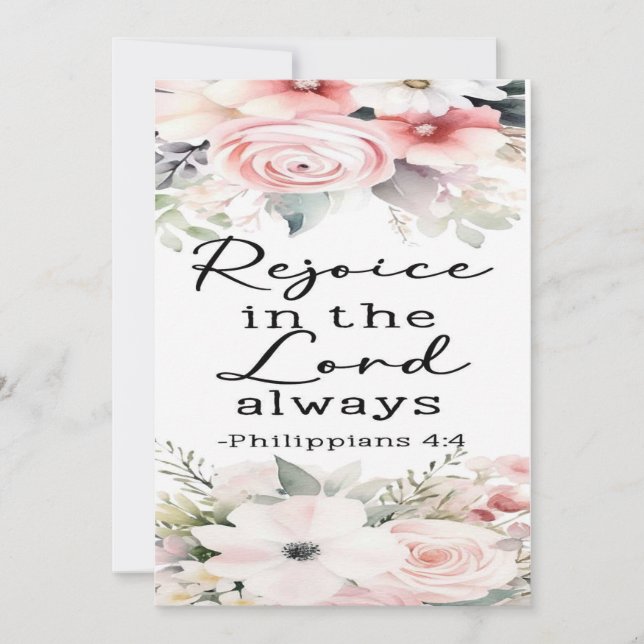 Agradecimento Cartão de Encorajamento Philippians 4:4 (Frente)