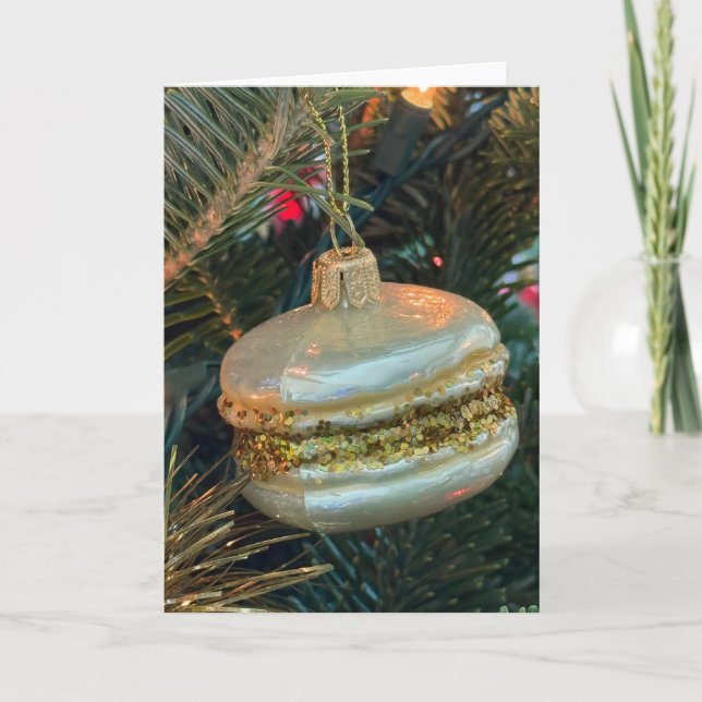 Agradecimento Cartão de Enfeite de Macaron de Natal em Árvore de (Frente)